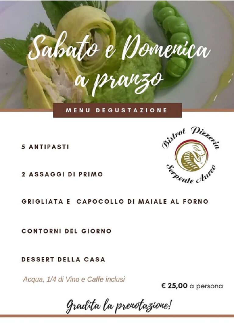 Menù degustazione a pranzo ogni sabato e domenica, vai da Bistrot